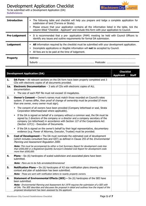 city of sydney da checklist|sydney city council da checklist.